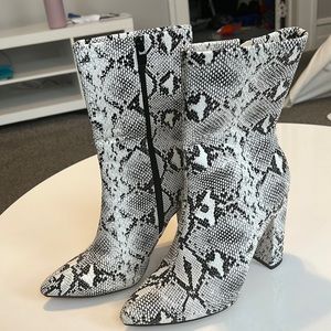 Snake print booties